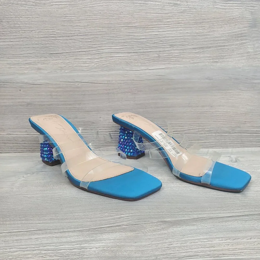Betsey Johnson Capri blue rhinestone heels